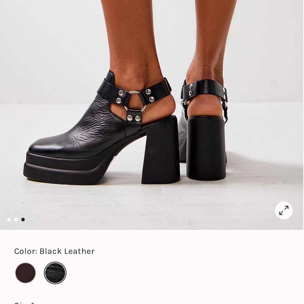 Free People Black Leather Platform Heels - Picture 3 of 12